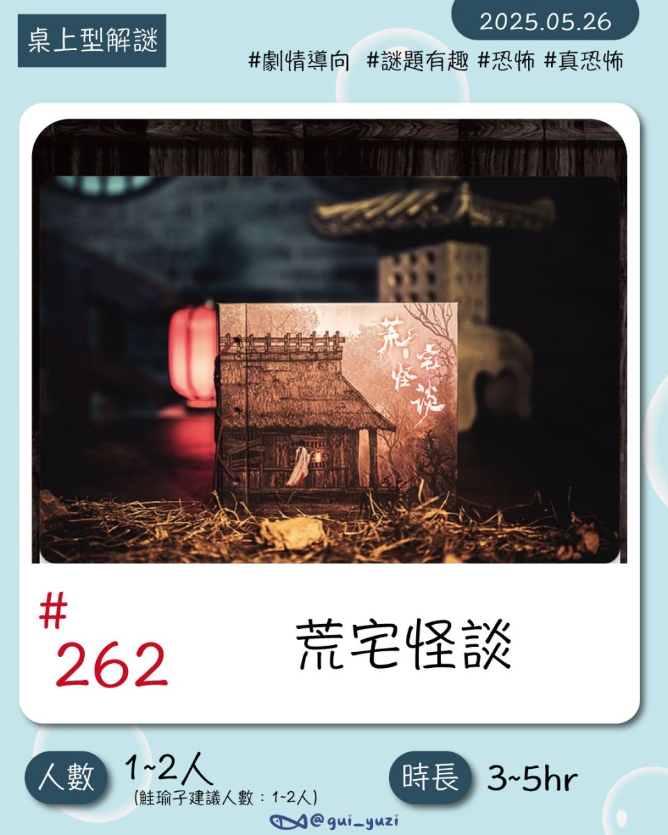 《荒宅怪談》桌上型解謎心得 封面