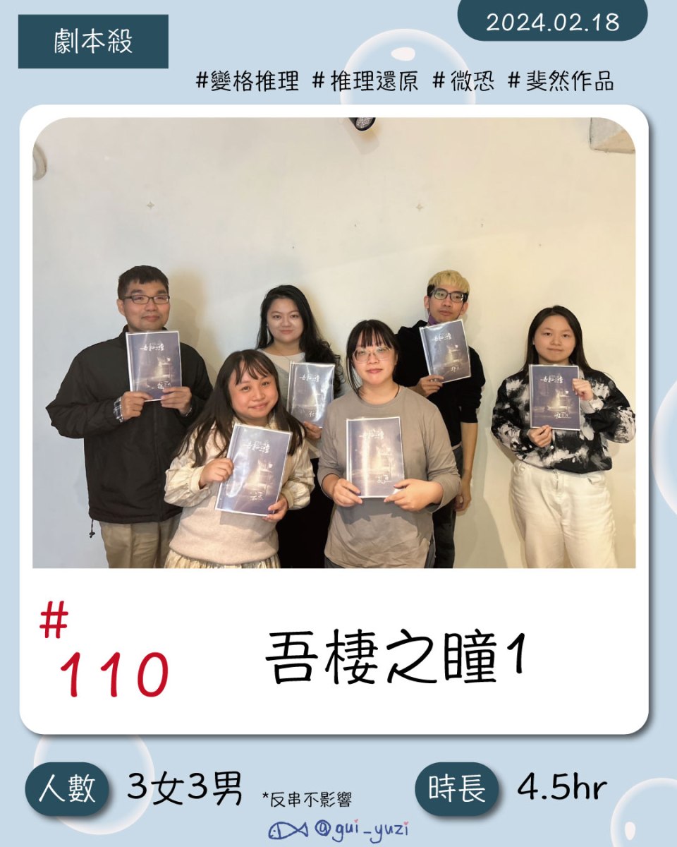 《吾棲之瞳1》劇本殺心得 封面