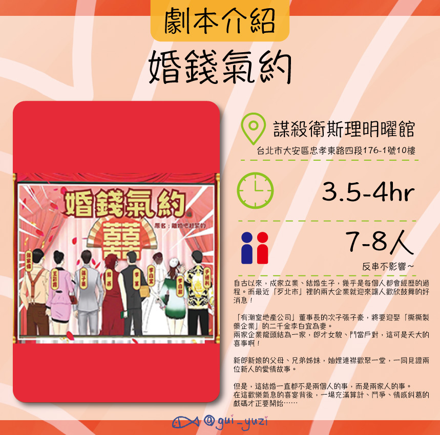 《婚錢氣約》劇本殺心得 主視覺