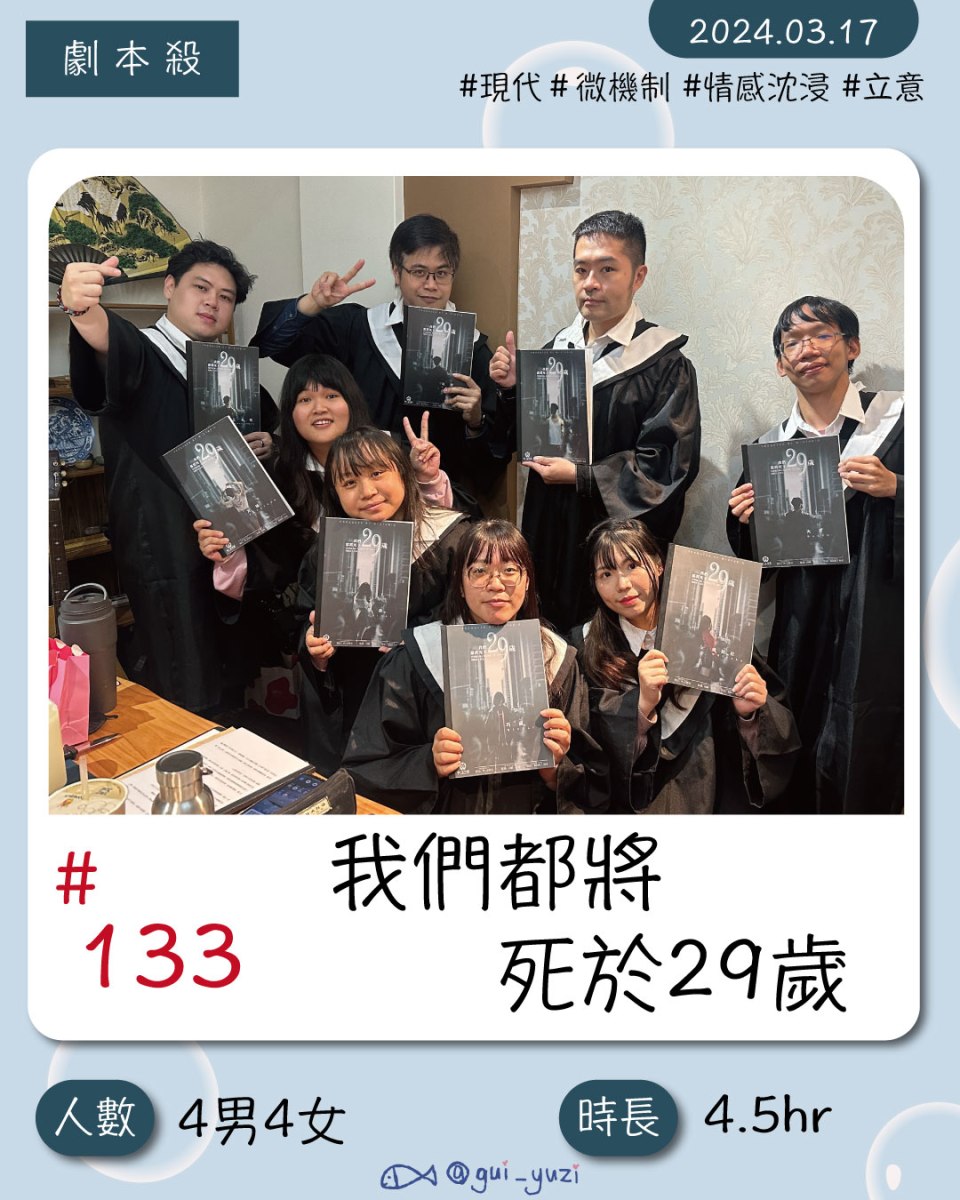 《我們都將死於29歲》劇本殺心得 封面