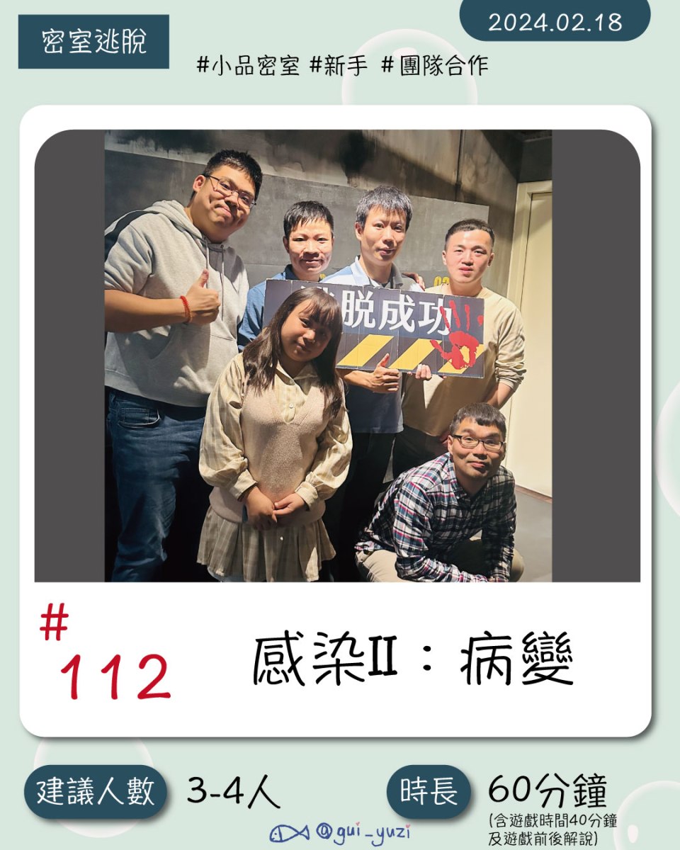 《感染2：病變》密室逃脫心得 封面