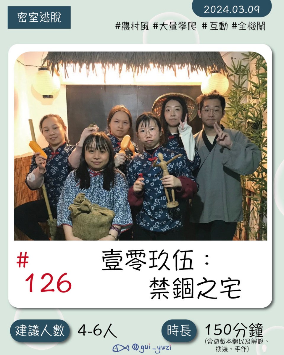 《1095禁錮之宅》密室逃脫心得 封面