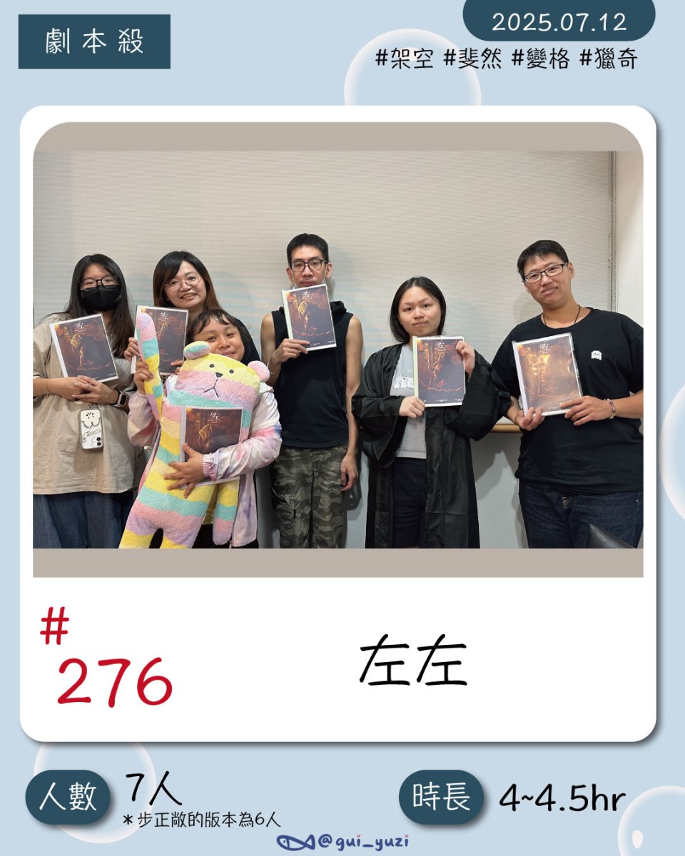 《左左》劇本殺心得 封面